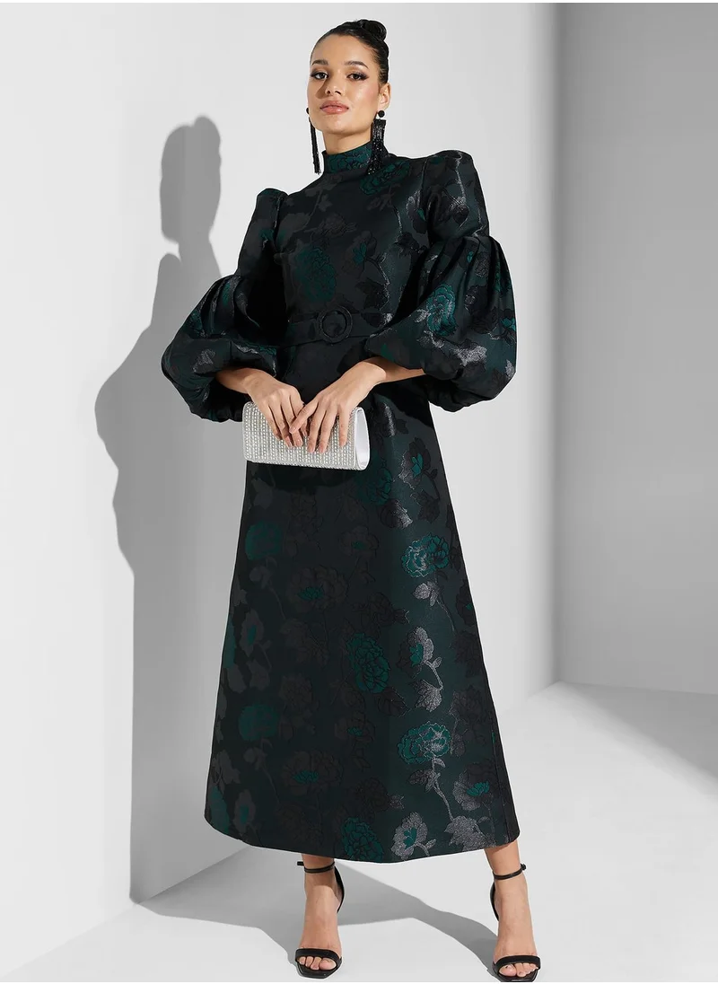 Threadz by Ajooni Textured Embossed Jacquard Dress