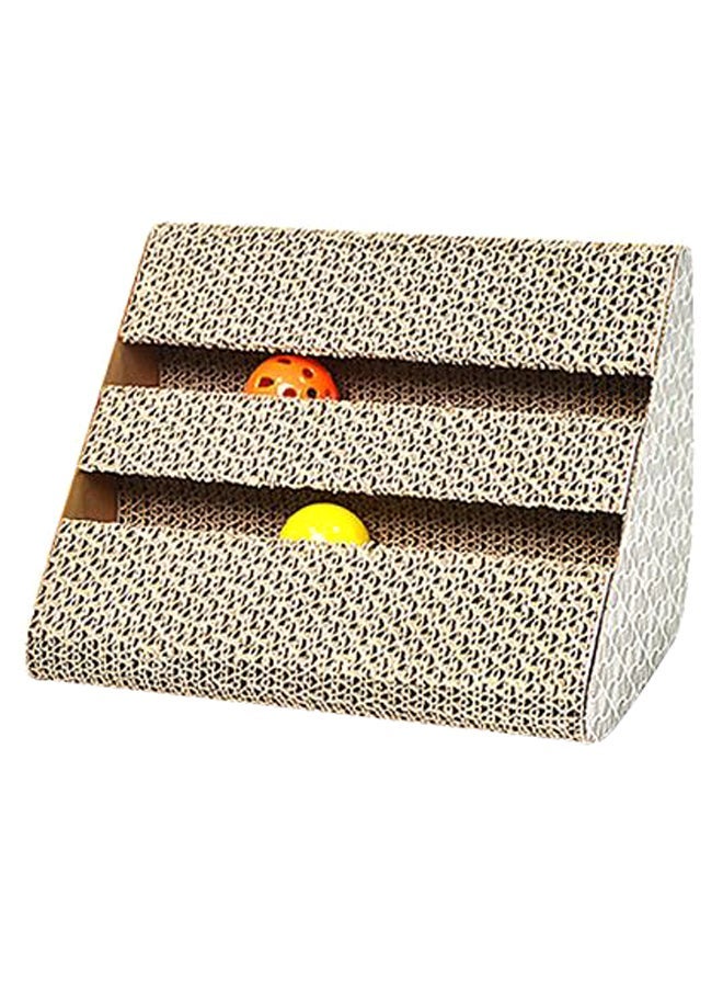 NIBEMINENT Scratching Ramp Board Corrugated Cardboard With Bell Ball Beige 29.0x20.0x20centimeter