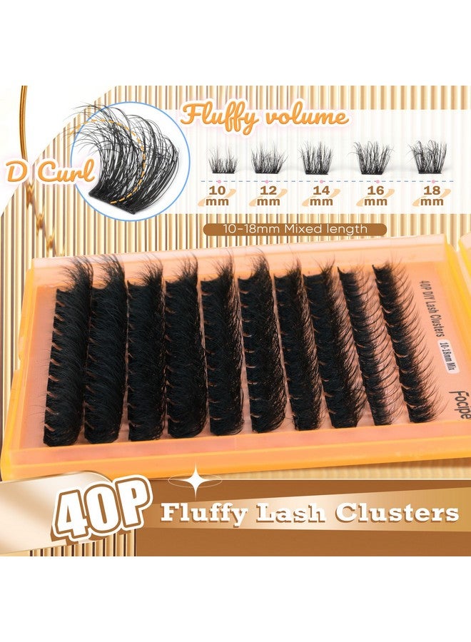 Focipeysa Thick Lash Extension Kit Full Volume Lash Clusters 40P Eyelash Extension Kit DIY Lash Extension Kit with Bond and Seal Glue, Lash Applicator DIY at Home for Beginner (40P 10-18MM) - Image 2