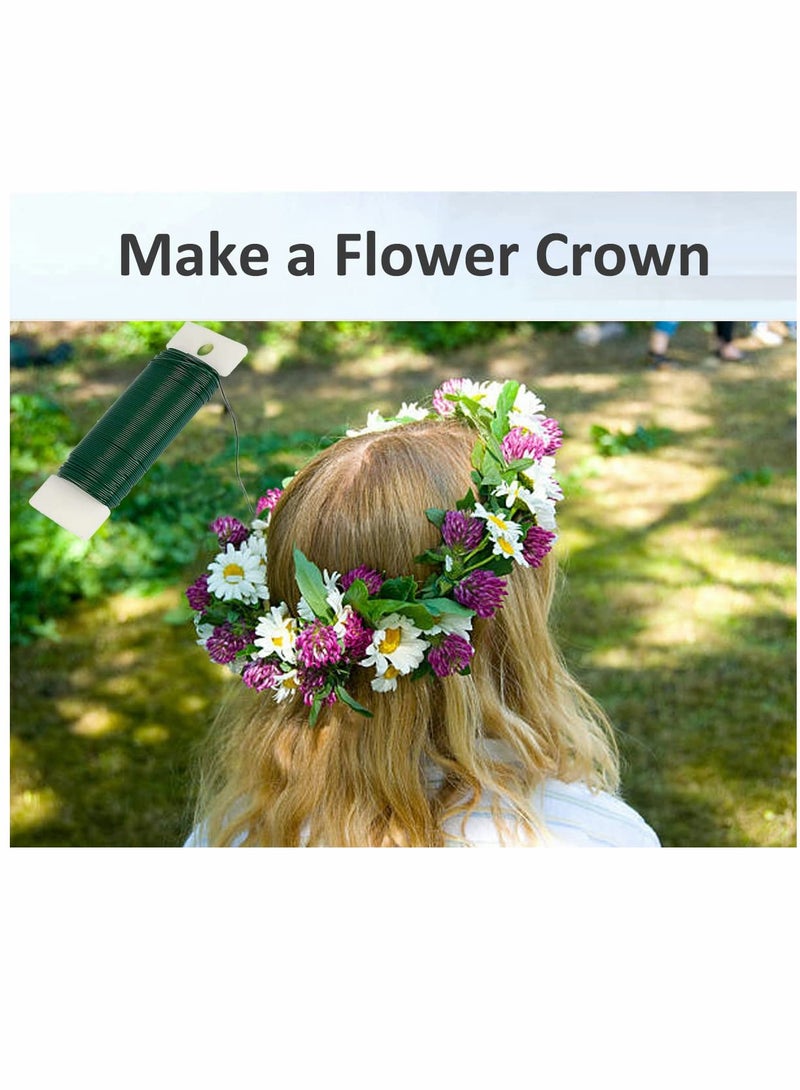 SYOSI Floral Wire, Flower Rod Wire, Craft Colored Tinsel, for Wedding, Flexible Paddle Wire, for Crafts, Wreaths Tree, Wreath Frame, Garland, 3 Pack 114 Yards 22 (Green 3 Roll) - Image 4