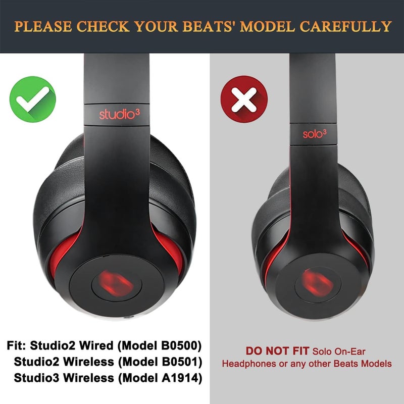 SoloWIT Replacement Ear Pads Cushions for Beats Studio 2 & Studio 3 Wired & Wireless Headphones, Earpads with Soft Protein Leather, Noise Isolation Memory Foam, Added Thickness - Crystal Blue - Image 2