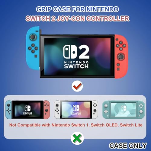 PSS Silicone Case Compatible with Nintendo Switch 2 Joycon Controller Accessories, Protective Cover for Joycons 2 Soft Shell, Comfortable Ergonomic & Easy Installation - Thickened Version (Red-Blue) - Image 2