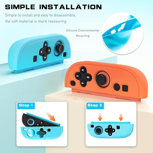 PSS Silicone Case Compatible with Nintendo Switch 2 Joycon Controller Accessories, Protective Cover for Joycons 2 Soft Shell, Comfortable Ergonomic & Easy Installation - Thickened Version (Red-Blue) - Image 5