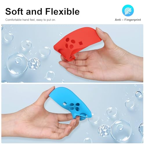 PSS Silicone Case Compatible with Nintendo Switch 2 Joycon Controller Accessories, Protective Cover for Joycons 2 Soft Shell, Comfortable Ergonomic & Easy Installation - Thickened Version (Red-Blue) - Image 3