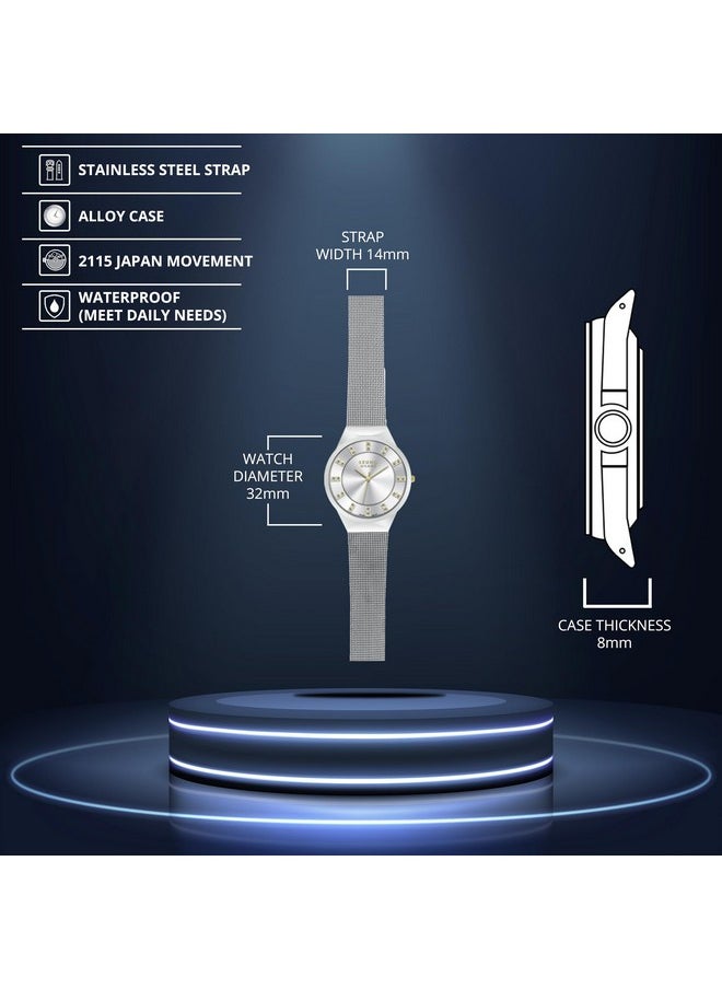 Bruno Milano BRUNO MILANO Stylish Watches Silver Dial Gold Hands Shiny Silver Band for Women and Girls (Silver)  - Image 5