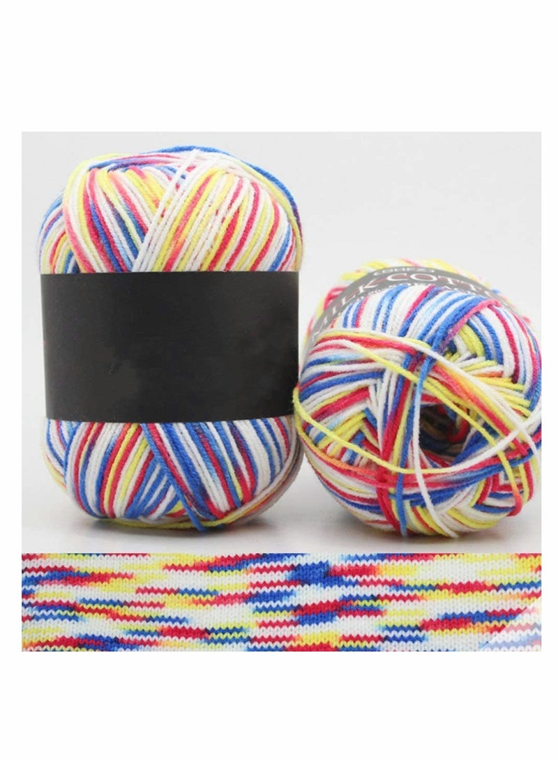KASTWAVE Crochet Yarn Five Piece Multi-Colored, Acrylic Knitting Yarn, Hand Knitting Yarn, Weaving Yarn, Crochet Thread (Orange+Green+Yellow-Blue+White+Colorful Segment) - Image 1