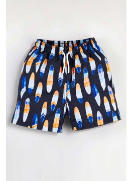 Gold Class Kidswear Surfboard Patterned Drawstring Lined Boys Swim Shorts  - Image 1
