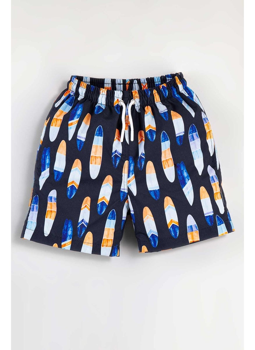 Gold Class Kidswear Surfboard Patterned Drawstring Lined Boys Swim Shorts  - Image 1