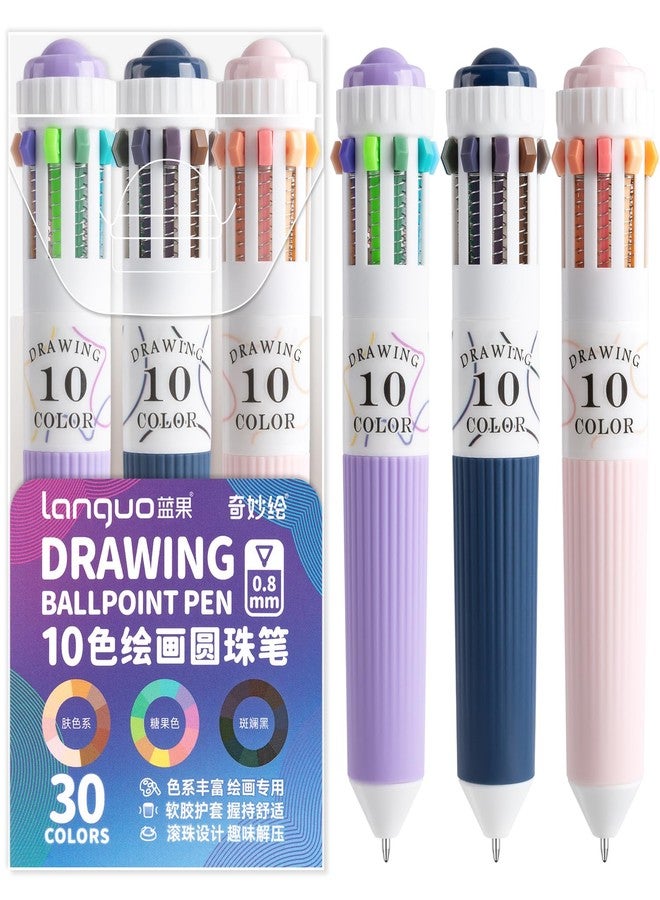 Joyask 3 Park Multicolor Pens, 10-in-1 Colored Ballpoint Pen, 28 Colors, 0.8mm Fine Point Smooth Writing, Retractable Ballpoint Pens for Office School Students Children - Image 1