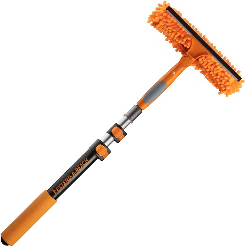 EXTEND-A-REACH 1.5-3 ft Window Squeegee with Long Handle // Car Window Cleaner Tool & Window Squeegee with Scrubber with Telescopic Extension Pole // Best Indoor Outdoor Window Washing Equipment - Image 1