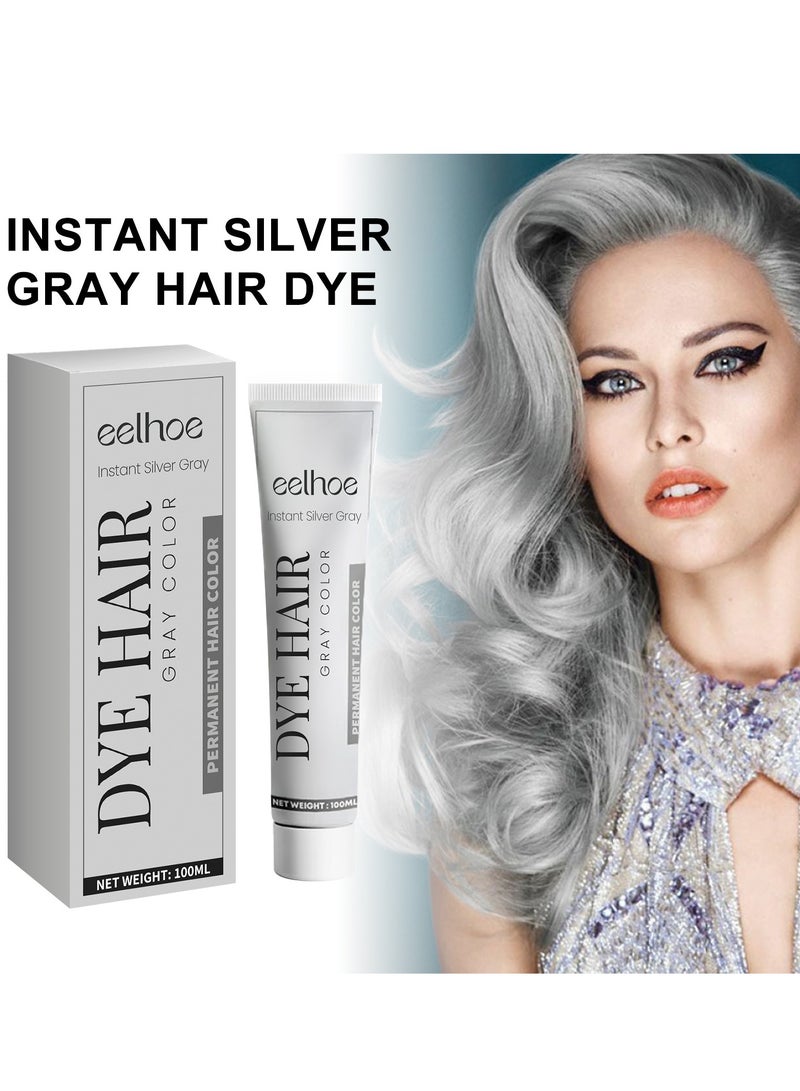 EELHOE KOAHDE Silver Gray Natural Hair Dye Cream,Hair Dye Light Gray Silver Color Cream,Gray Silver Color Cream,Grey Permanent Hair Dye,Silver Gray Natural Hair Color Cream,Silver Hair Dye,100ML - Image 2