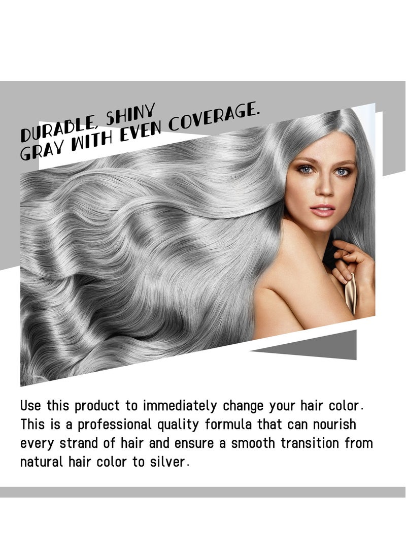 EELHOE KOAHDE Silver Gray Natural Hair Dye Cream,Hair Dye Light Gray Silver Color Cream,Gray Silver Color Cream,Grey Permanent Hair Dye,Silver Gray Natural Hair Color Cream,Silver Hair Dye,100ML - Image 5