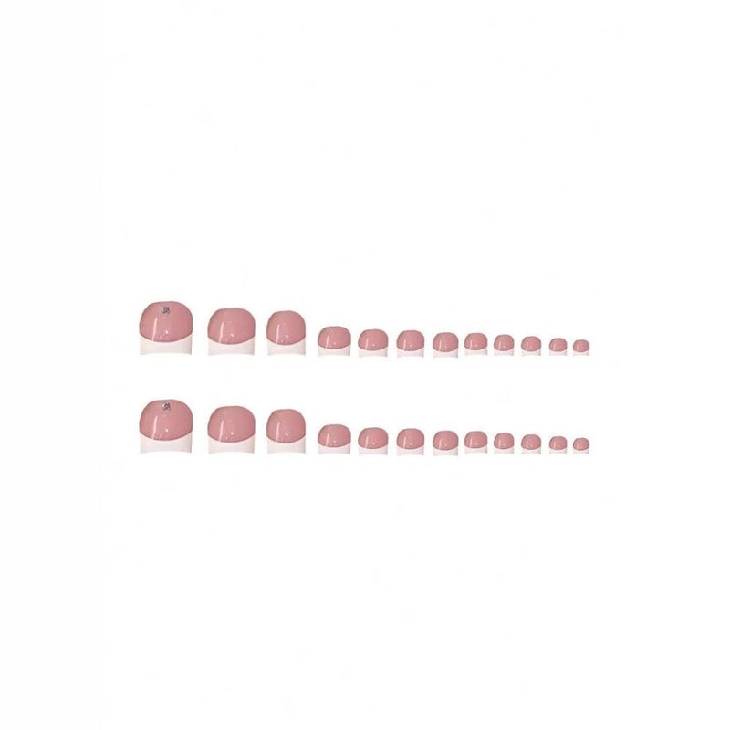 Maigitur White French Tips Press on Toenails Colorful Gem Press on Nails Long Square False Nails with Flower Charm Design Pearl Fake Toenails Glossy Spring Summer Fake Nails for Women Girls Manicure 48Pcs - Image 4