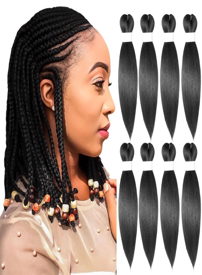 KAVSORAPI Braiding Hair 10 Inch Pre Stretched Hair Short Straight Crochet Braids Yaki Texture Synthetic Fiber 8 Packs (1B/Natuarl Black) - Image 1