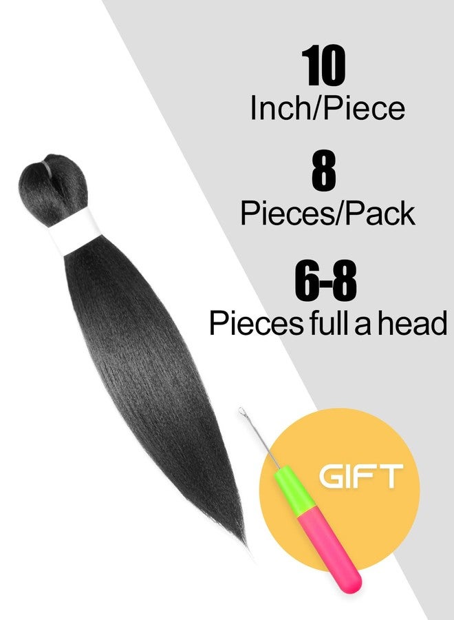 KAVSORAPI Braiding Hair 10 Inch Pre Stretched Hair Short Straight Crochet Braids Yaki Texture Synthetic Fiber 8 Packs (1B/Natuarl Black) - Image 2