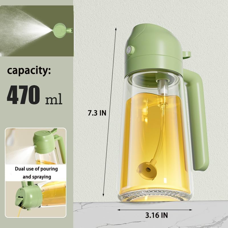 REDITEX Oil Dispenser Bottle for Kitchen Baking Cooking Air Fryer Salads Plastic Misting Nozzle Wide Mouth Opening Reusable Silver Slim Neck Bottle - Image 4