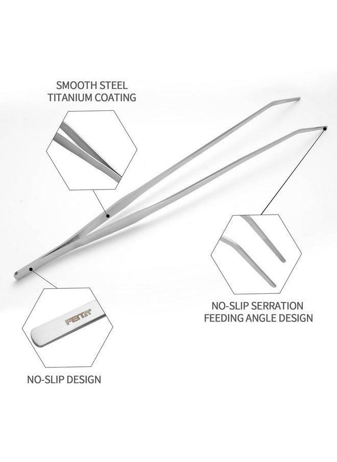 FEITA FEITA Extra Long 15 Inch Tweezer Stainless Steel Curved Tip for Aquarium Fishtank Aquascaping Tools, Aquarium Fishtank, Mega Reptile Feeding Tongs  - Image 2