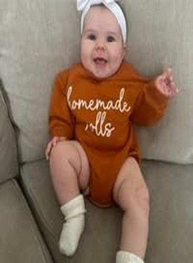 Pudcoco Baby Boys Girls Thanksgiving Outfit Homemade Rolls Bubble Sweatshirt Romper Bodysuit Fall Clothes (Coffee, 6-12 Months) - Image 2