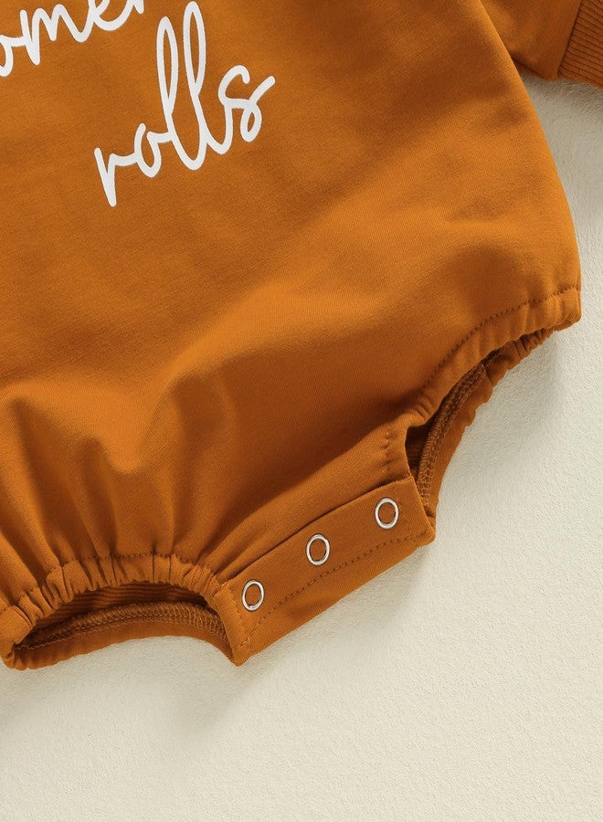 Pudcoco Baby Boys Girls Thanksgiving Outfit Homemade Rolls Bubble Sweatshirt Romper Bodysuit Fall Clothes (Coffee, 6-12 Months) - Image 5