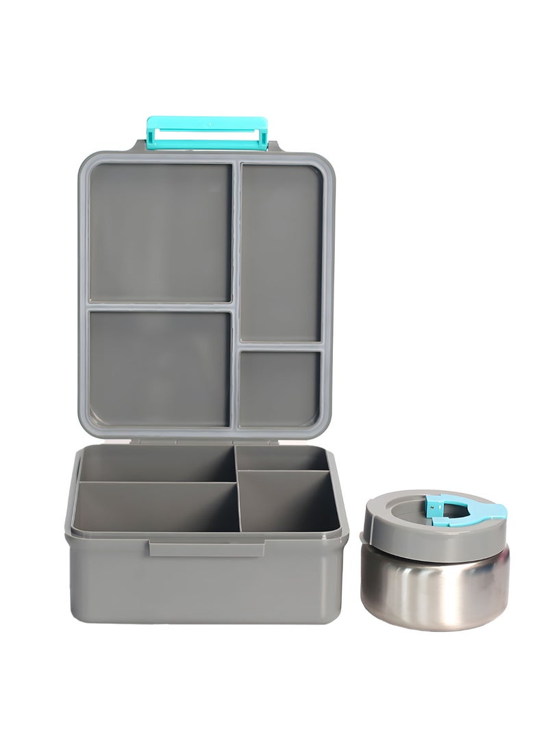 Snack Attack Unicorn Hug Kids Bento Lunch Box with Thermos Jar – 4-Compartment Stainless Steel Leakproof Lunchbox with Silicone Seal – Cute Mermaid Artwork – Keeps Food Hot up to 5 Hrs – BPA-Free - Image 3