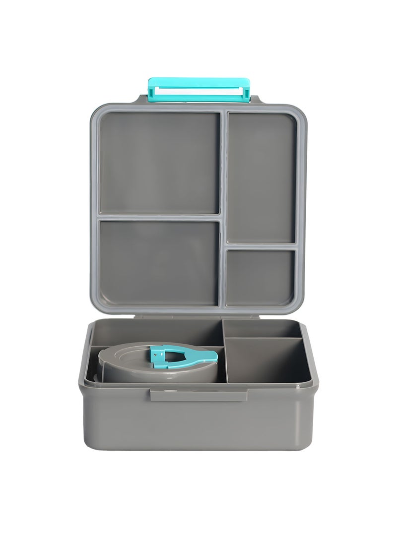 Snack Attack Unicorn Hug Kids Bento Lunch Box with Thermos Jar – 4-Compartment Stainless Steel Leakproof Lunchbox with Silicone Seal – Cute Mermaid Artwork – Keeps Food Hot up to 5 Hrs – BPA-Free - Image 4