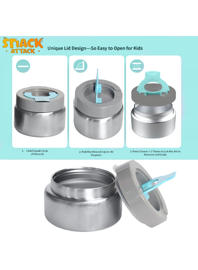 Snack Attack Unicorn Hug Kids Bento Lunch Box with Thermos Jar – 4-Compartment Stainless Steel Leakproof Lunchbox with Silicone Seal – Cute Mermaid Artwork – Keeps Food Hot up to 5 Hrs – BPA-Free - Image 5