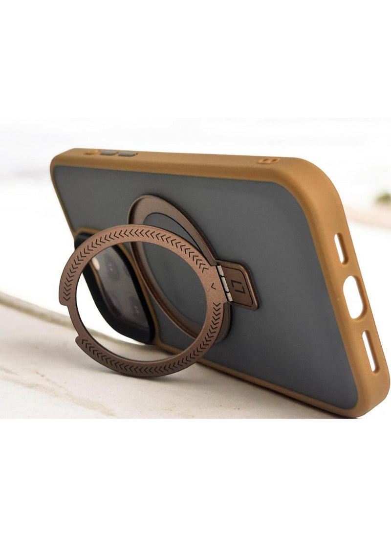 A transparent matte case compatible with iPhone 16 Pro Max with a shockproof magnetic holder, brown - pzsku/Z3F61B3E02DFAEAFCE8F0Z/45/_/1739016703/6bac3198-58c0-4dd6-a263-eb13eb00c544