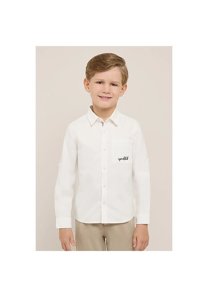 أر أند بي Pocket Detail Shirt with Classic Collar and Long Sleeves