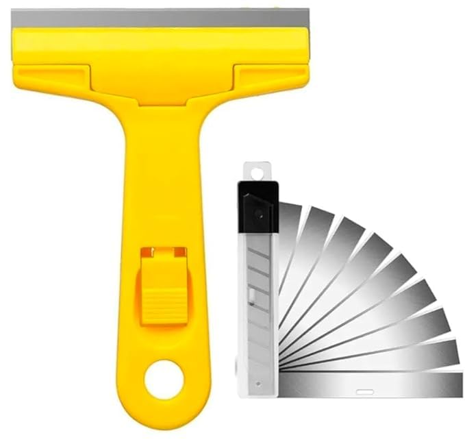 Vroxy Razor Blade Scraper Scraper Tool with 3 Extra Replacement Metal Blades Razor Scraper Remover for Cleaning Paint Adhesive Label Window Glass Tile 1Pcs - Image 1