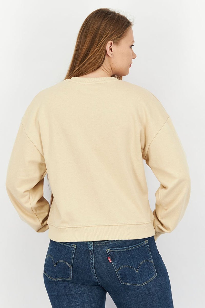 XOXO Women Solid Long Sleeve Sweatshirt, Beige - Image 4