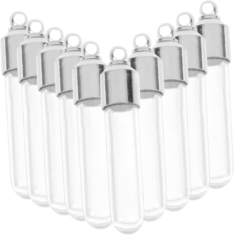 klarako 10pcs Shaped Base Mini Glass Jars Tube Round Bottles with Transparent - Image 1