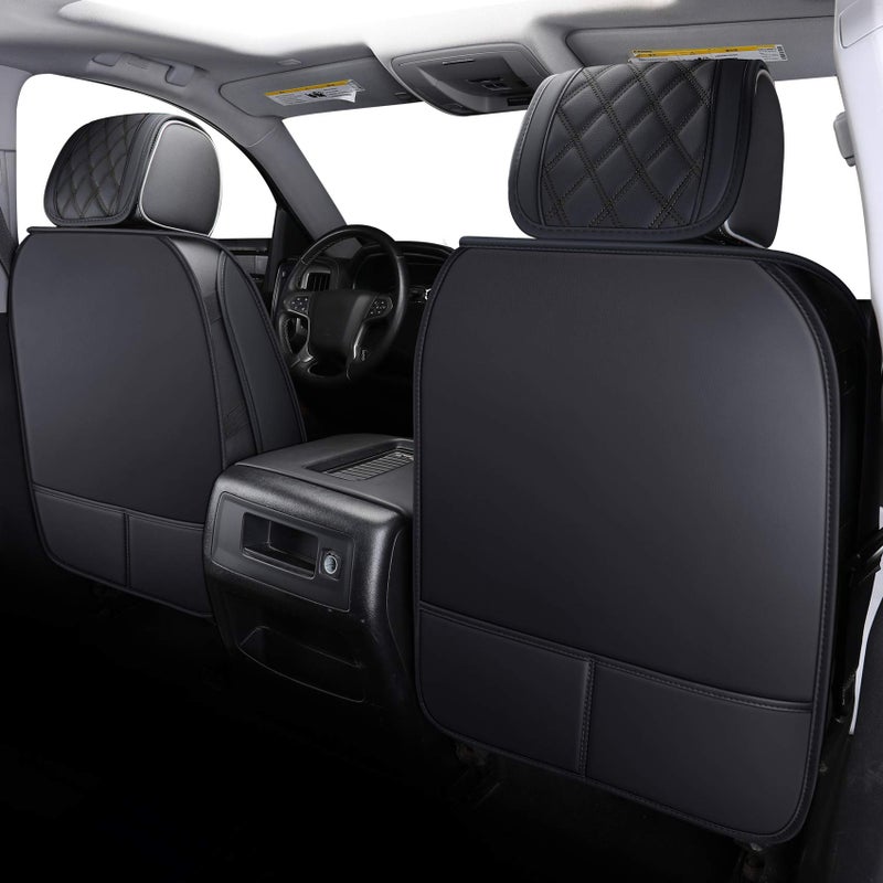 Aierxuan Chevy Silverado GMC Sierra 2 Front Seat Covers Pickup Custom Fit 2007-2026 1500 2500HD 3500HD Crew Double Extended Cab Waterproof Leather Seat Protectors(2 PCS Front, Black) - Image 3