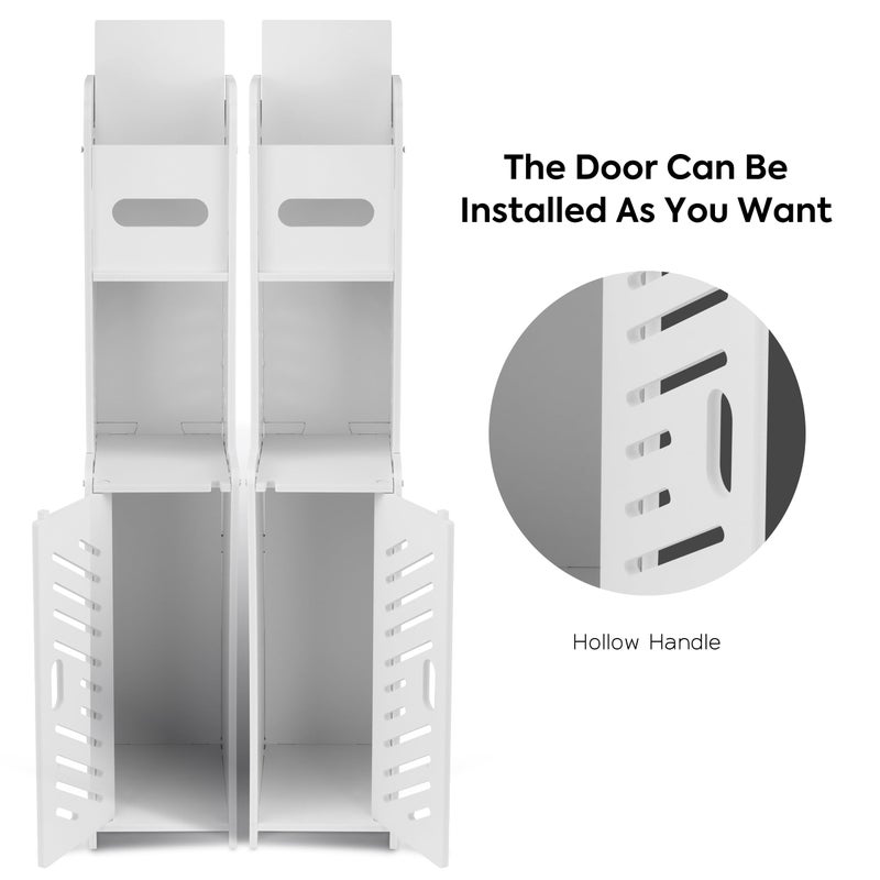 Doxo White Toilet Paper Holder Stand, Large Capacity Slim Bathroom Storage Cabinet and Organizers for Small Space, Beside Toilet Storage Cabinet (White) - Image 2