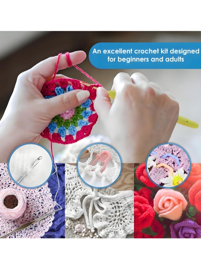 فَرَحُوم طقم كروشيه 68 قطعة للمبتدئين والبالغين – مجموعة كروشيه متكاملة مع إبر مريحة، خيوط ناعمة وحقيبة تخزين محمولة – هدية مثالية للنساء والأطفال ومناسبة لرمضان والعيد - Image 3