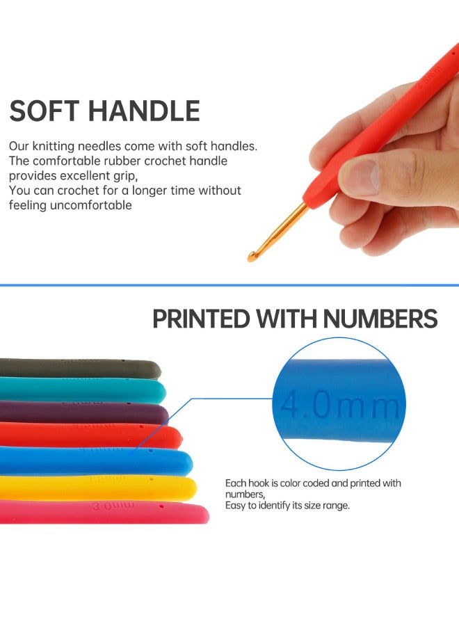 فَرَحُوم طقم كروشيه 68 قطعة للمبتدئين والبالغين – مجموعة كروشيه متكاملة مع إبر مريحة، خيوط ناعمة وحقيبة تخزين محمولة – هدية مثالية للنساء والأطفال ومناسبة لرمضان والعيد - Image 4