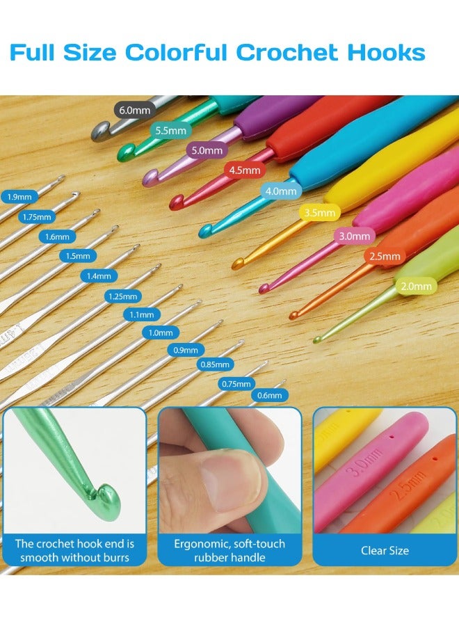 فَرَحُوم طقم كروشيه 68 قطعة للمبتدئين والبالغين – مجموعة كروشيه متكاملة مع إبر مريحة، خيوط ناعمة وحقيبة تخزين محمولة – هدية مثالية للنساء والأطفال ومناسبة لرمضان والعيد - Image 5