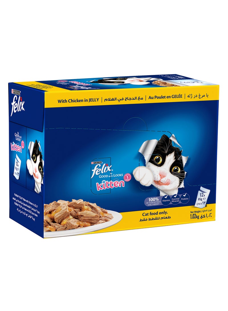 PURINA Felix Kitten Chiken In Jelly 12 x 85g