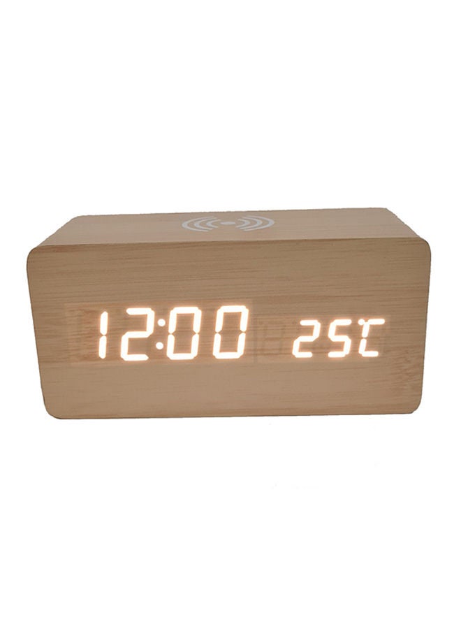 نيبمينينت ساعة منبه لاسلكية تعمل بتقنية تشي ومزودة بإضاءة LED لشحن الهاتف الخيرزان 15 x 7 7سم - Image 1