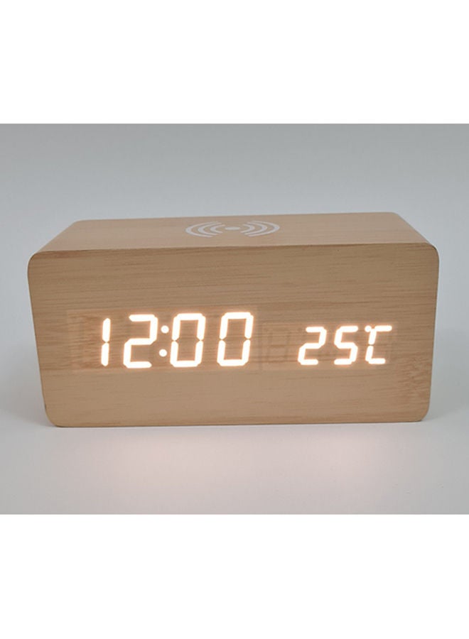 نيبمينينت ساعة منبه لاسلكية تعمل بتقنية تشي ومزودة بإضاءة LED لشحن الهاتف الخيرزان 15 x 7 7سم - Image 3