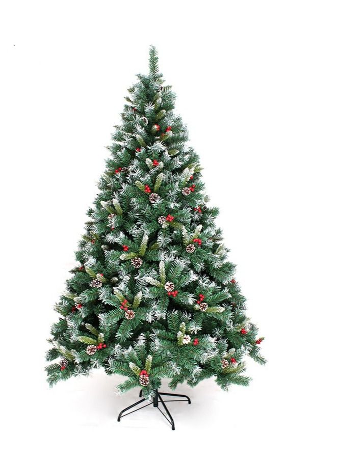 واي آند دي 1.5m red fruit + pine cone spray white mixed Christmas tree artificial for home decor - Image 1