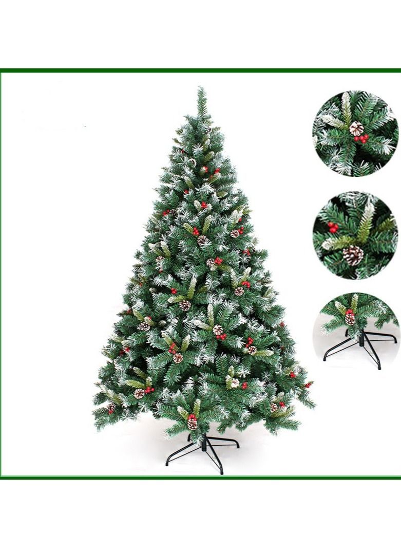 واي آند دي 1.5m red fruit + pine cone spray white mixed Christmas tree artificial for home decor - Image 2