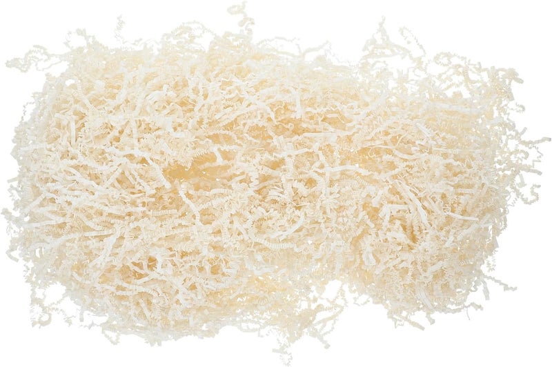 DONFAMDS Wrinkled Raffia Paper Shred Filler 1kg Bulk Pack, Crinkle Cut Paper Basket and Box Filling, Ivory Color Decorative Packing Filler for Wrapping and Party Packaging - Image 1