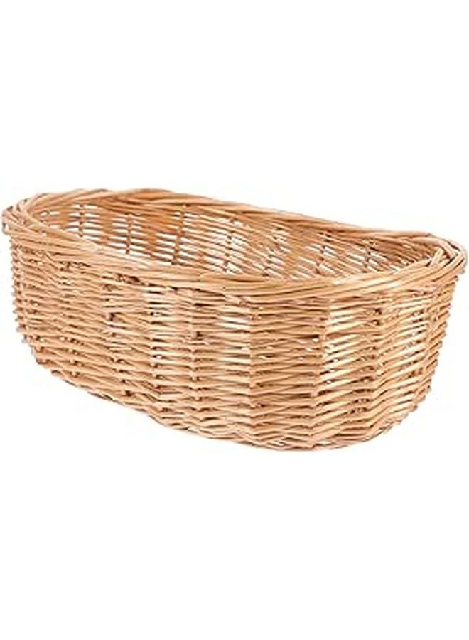 Elliptical Rattan Bread Basket Small Woven Snack Organizer Natural Brown - Image 1