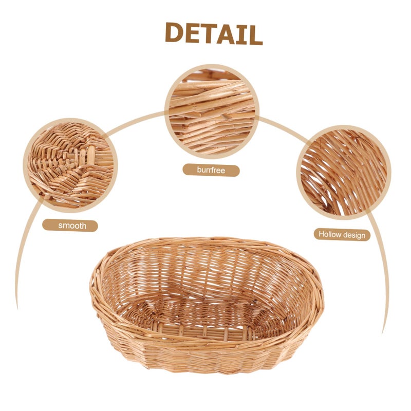 Elliptical Rattan Bread Basket Small Woven Snack Organizer Natural Brown - Image 5