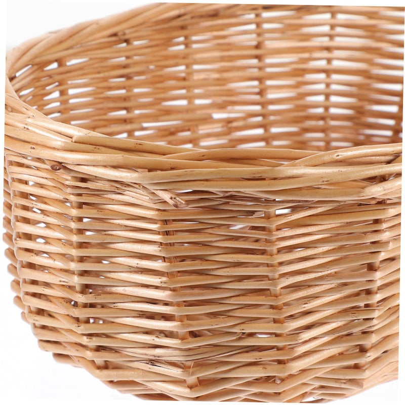 Elliptical Rattan Bread Basket Small Woven Snack Organizer Natural Brown - Image 4