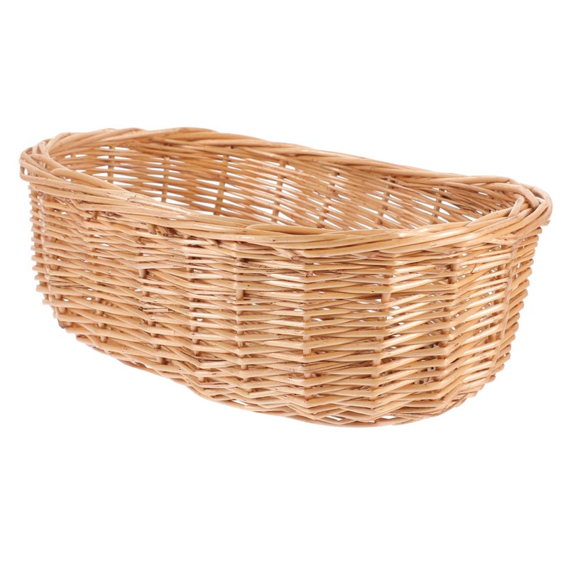 Elliptical Rattan Bread Basket Small Woven Snack Organizer Natural Brown - Image 2