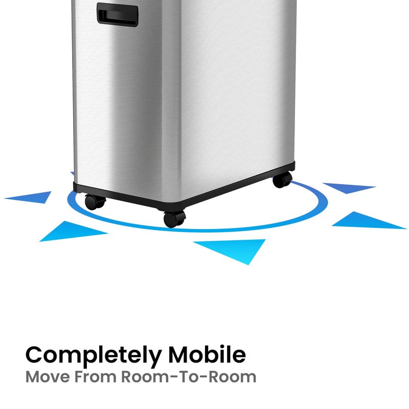 iTouchless 16 Gallon Touchless Sensor Kitchen Trash Can and Recycle Bin with Wheels, 61 Liter Stainless Steel Dual-Compartment (2 x 8 Gallon) Combo Recycling and Garbage Trashcan - Image 3