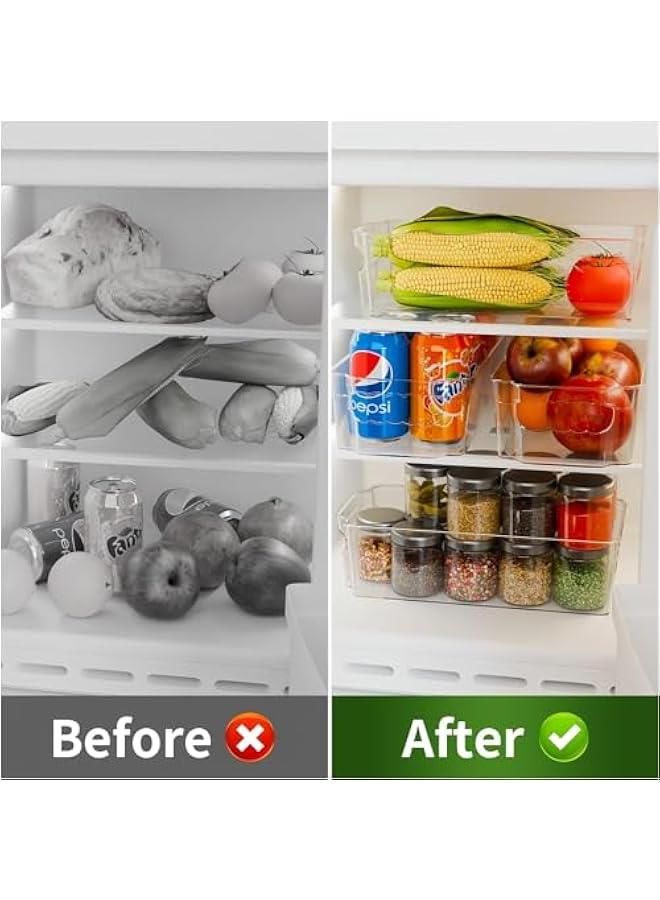HOOKOR Refrigerator Organizer Bins - 4/6pcs Clear Plastic Bins For Fridge, Freezer, Kitchen Cabinet, Pantry Organization, BPA Free Fridge Organizer, 12.4 Long, Clear (4 Pcs) - Image 3