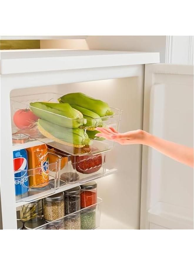 HOOKOR Refrigerator Organizer Bins - 4/6pcs Clear Plastic Bins For Fridge, Freezer, Kitchen Cabinet, Pantry Organization, BPA Free Fridge Organizer, 12.4 Long, Clear (4 Pcs) - Image 4