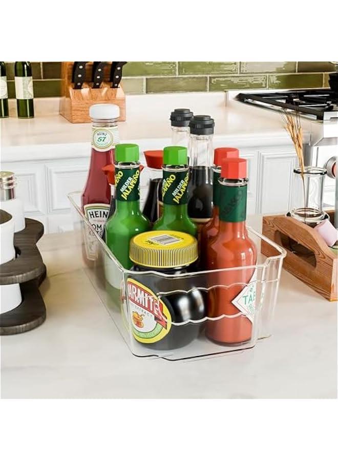 HOOKOR Refrigerator Organizer Bins - 4/6pcs Clear Plastic Bins For Fridge, Freezer, Kitchen Cabinet, Pantry Organization, BPA Free Fridge Organizer, 12.4 Long, Clear (4 Pcs) - Image 5